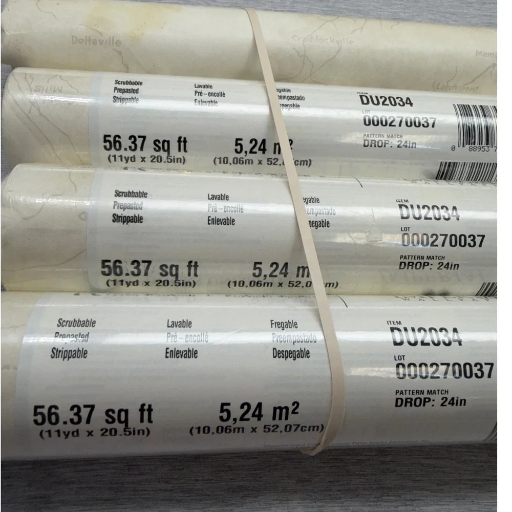 Imperial Wallpaper DU2034 Vintage Nautical Map Beige Prepasted 4 Rolls 56sqft ea